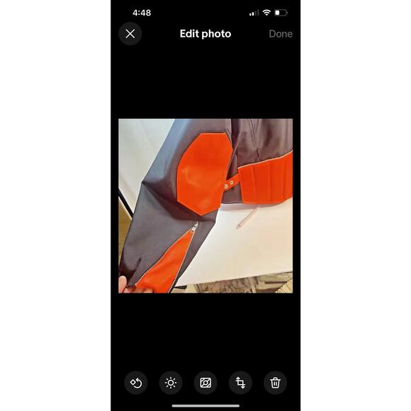 Hillside Men's Vented Leather & Cordura Jacket, Biker Jacket Sz 48, Orange Black - Picture 5 of 14